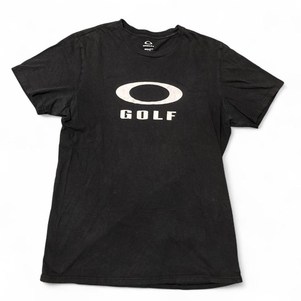 Oakley golf logo graphic tee black faded cotton size L/19.5